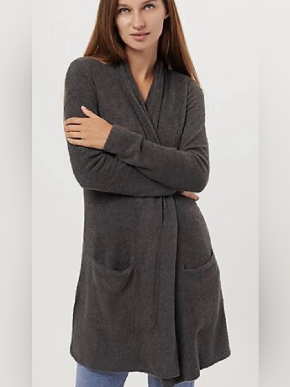 Barefoot Dreams CozyChic Lite Open Front Cardigan Grey Size S